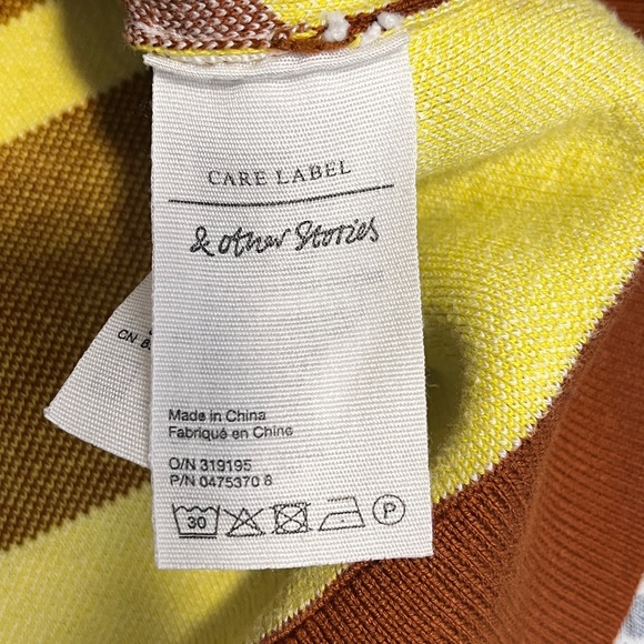 & Other Stories White Yellow Brown Varsity Knit Sweater Large - Picture 10 of 11